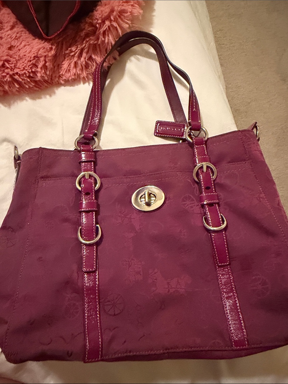 Y2K Coach Plum Shoulder Tote